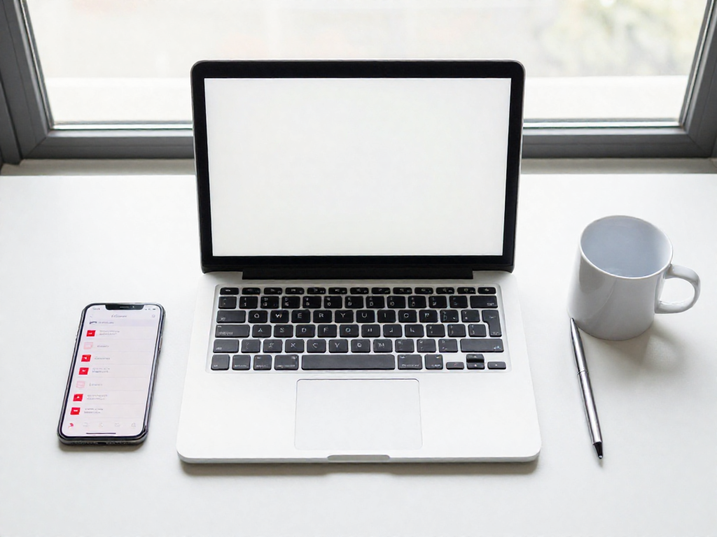 Smartphone and laptop on a desk displaying a task management app with red priority markers, suggesting efficient chore batching.